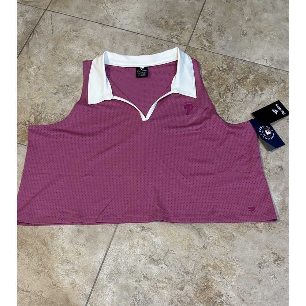 Philadelphia Phillies Fanatics Women 2XL Pink Sleeveless Polo Shirt NWT MLB